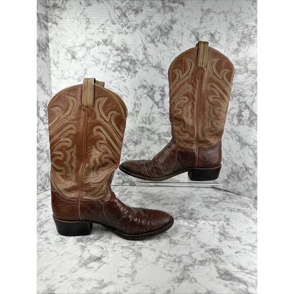 Tony Lama Mens Vintage Exotic Lizard Skin Western Cowboy Boots Size 11 Brown - Picture 3 of 9